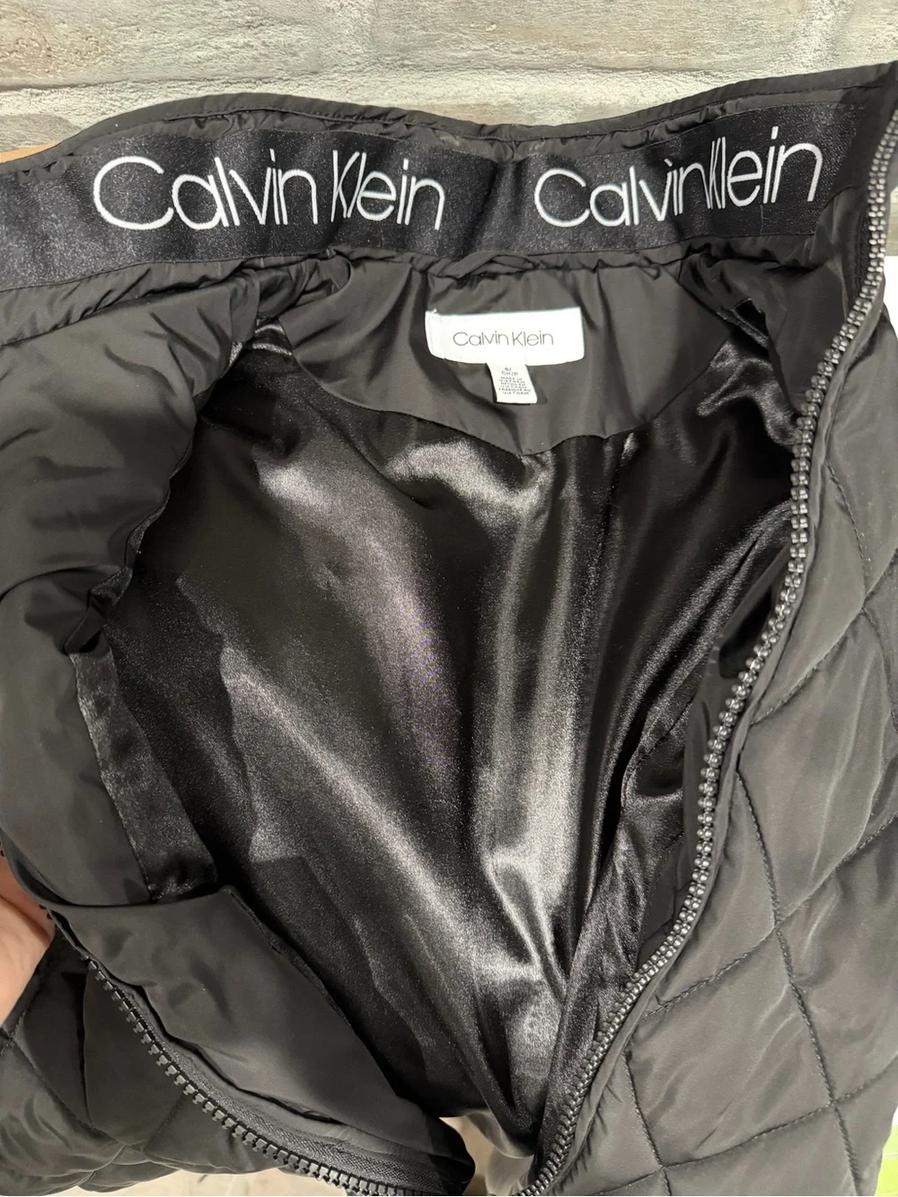 Calvin Klein Black Quilted Vest with Stand Collar